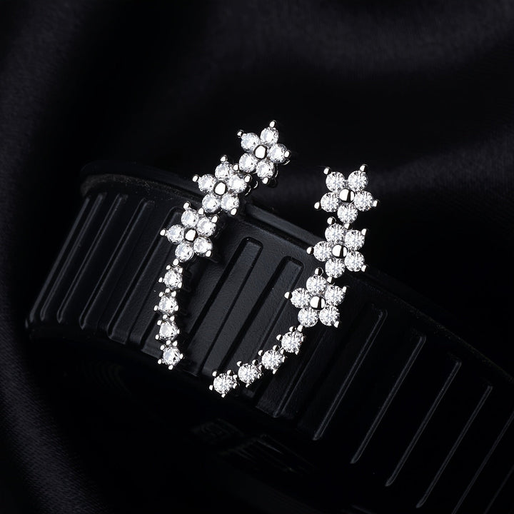 Damen Glitzernde Ohrklemmen Mit Blumen- Und Sternenmotiv – Eleganter Schmuck