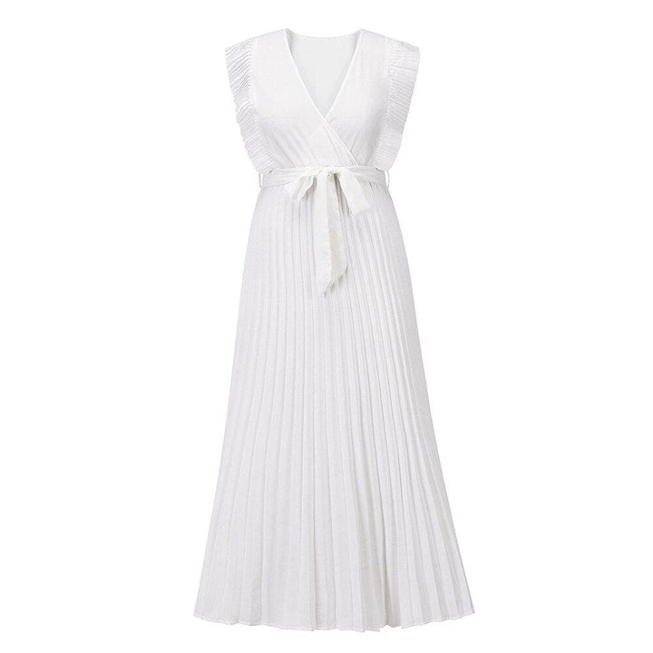 Damen Weißes Boho Hochzeits Weißes Kleid – Romantisches Strand Brautkleid
