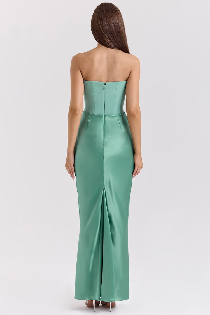 Damen Trägerloses Korsett Seidenkleid