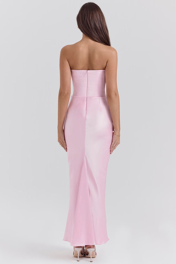 Damen Trägerloses Korsett Seidenkleid
