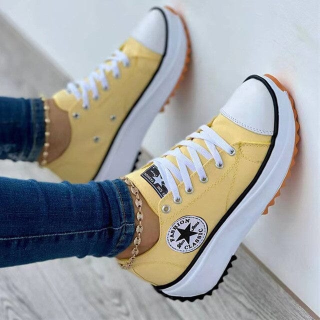 Damen Schnür-Platform-Sneaker – Trendige Canvas Star Turnschuhe