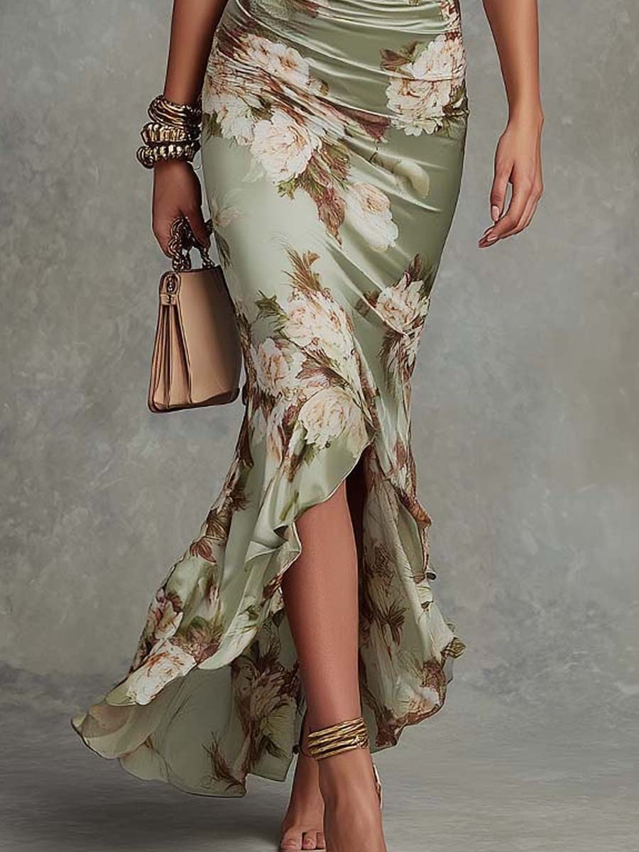 Asymmetrisches Grünes Satinkleid: Feminine Eleganz für Festliche Anlässe 4