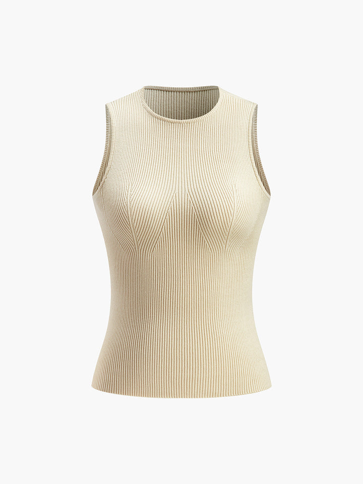 Ärmelloses, figurbetontes Rippstrick-Tanktop für Damen – Schmale Passform, Sommertop