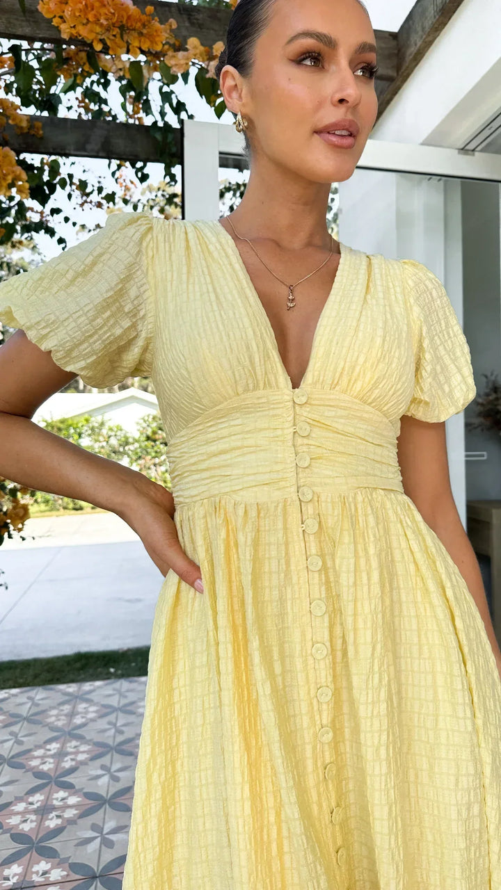 Damen Sommer Midikleid Mit V Ausschnitt