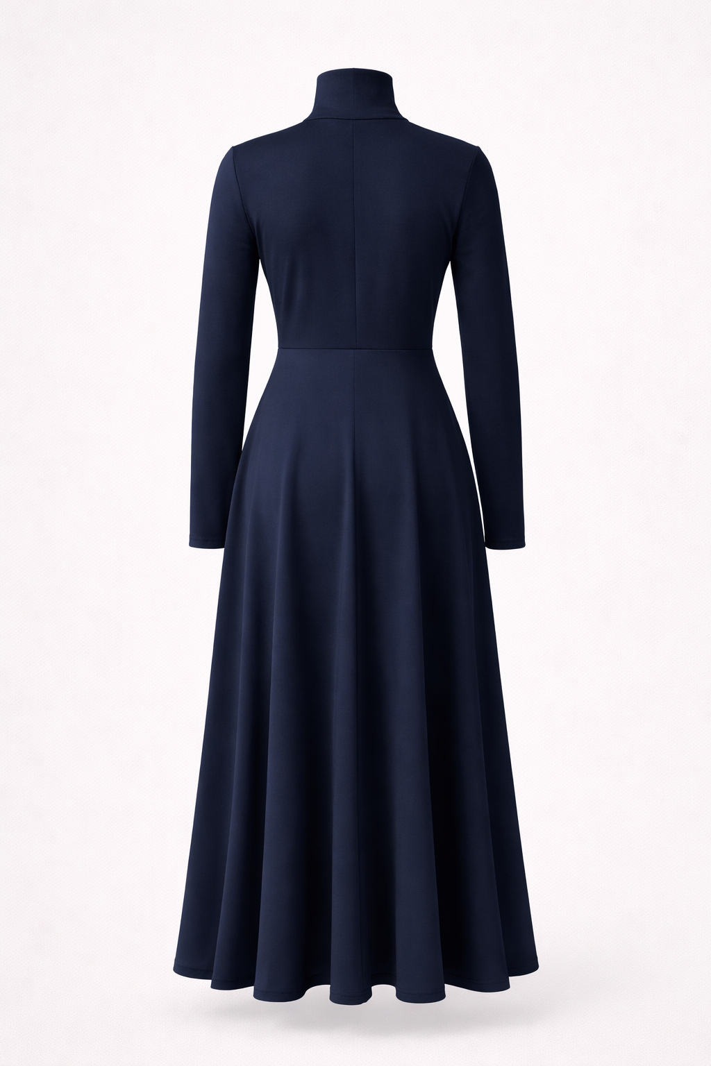 Elegantes dunkelblaues Strickkleid mit Rollkragen