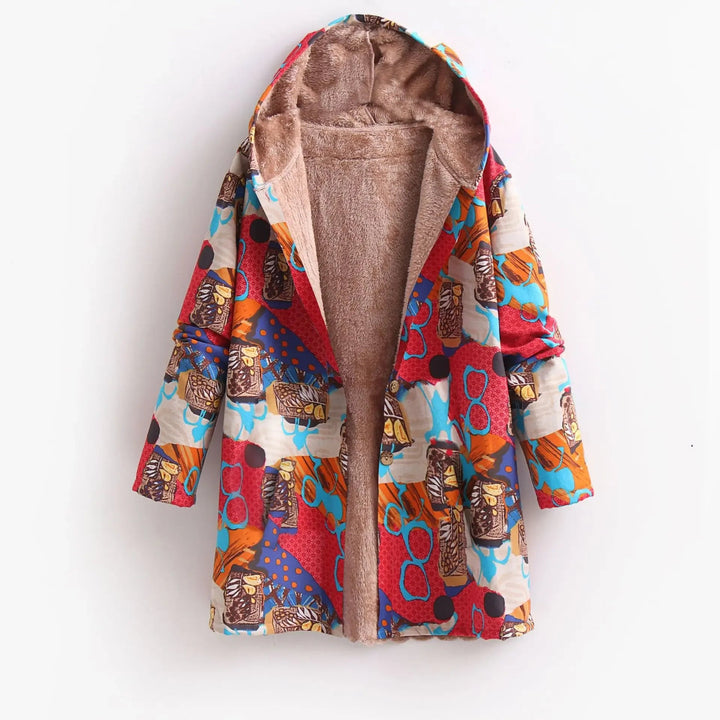 Bedruckte Fleece Jacke für Damen mit Kapuze – Stilvoll und Warm für Jede Gelegenheit 2