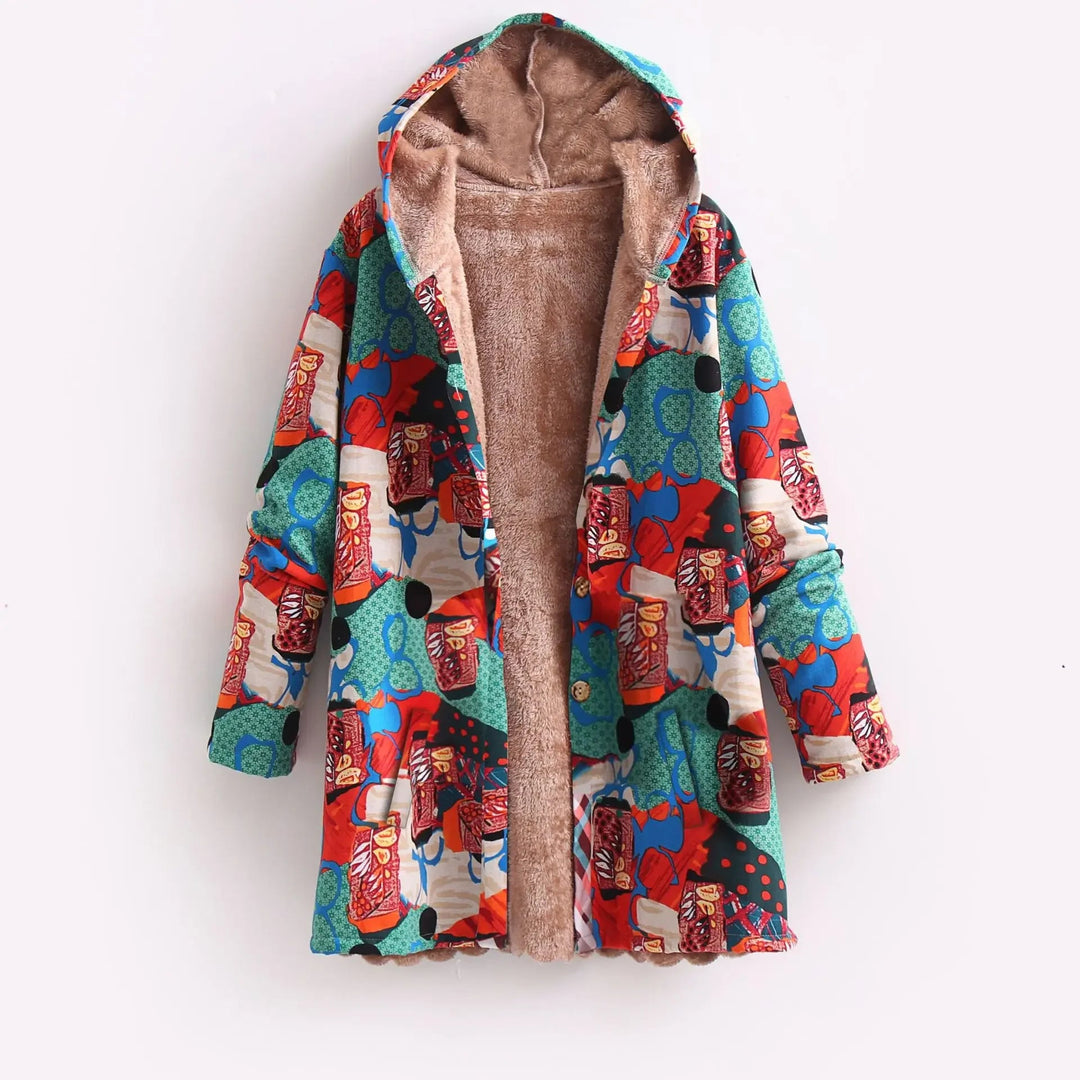 Bedruckte Fleece Jacke für Damen mit Kapuze – Stilvoll und Warm für Jede Gelegenheit 3
