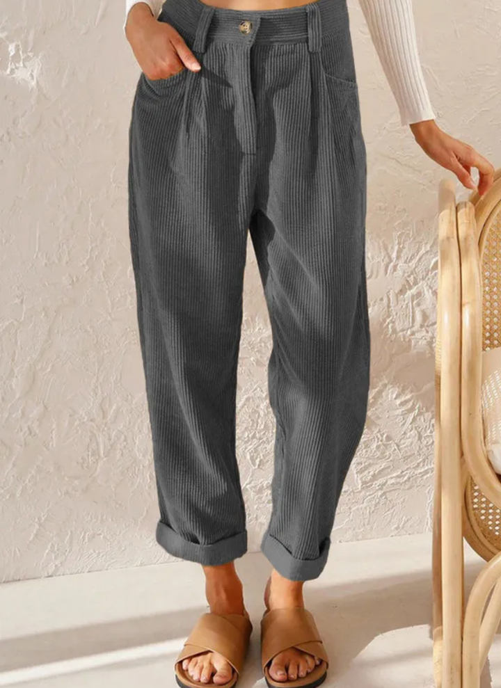 Damen High-Waist Cordhose – Moderne Dreiviertel Freizeit Hose