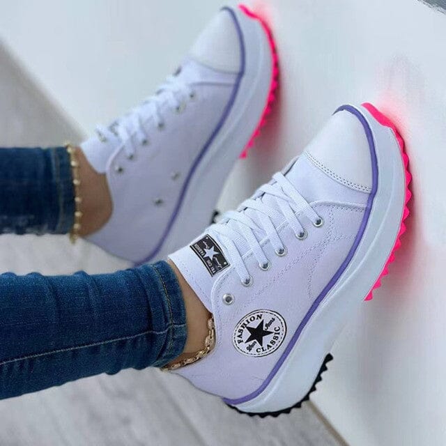 Damen Schnür-Platform-Sneaker – Trendige Canvas Star Turnschuhe