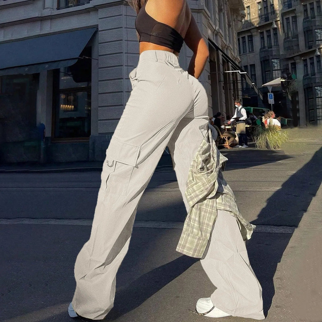 Damen High-Waist Cargo Hose – Locker Geschnittene Utility Hose