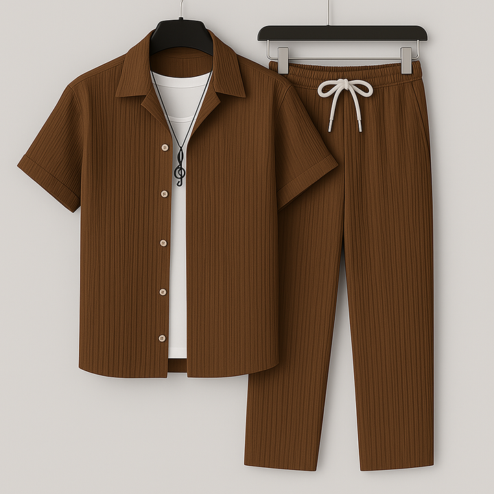 Herren Leinen Zweiteiler Set