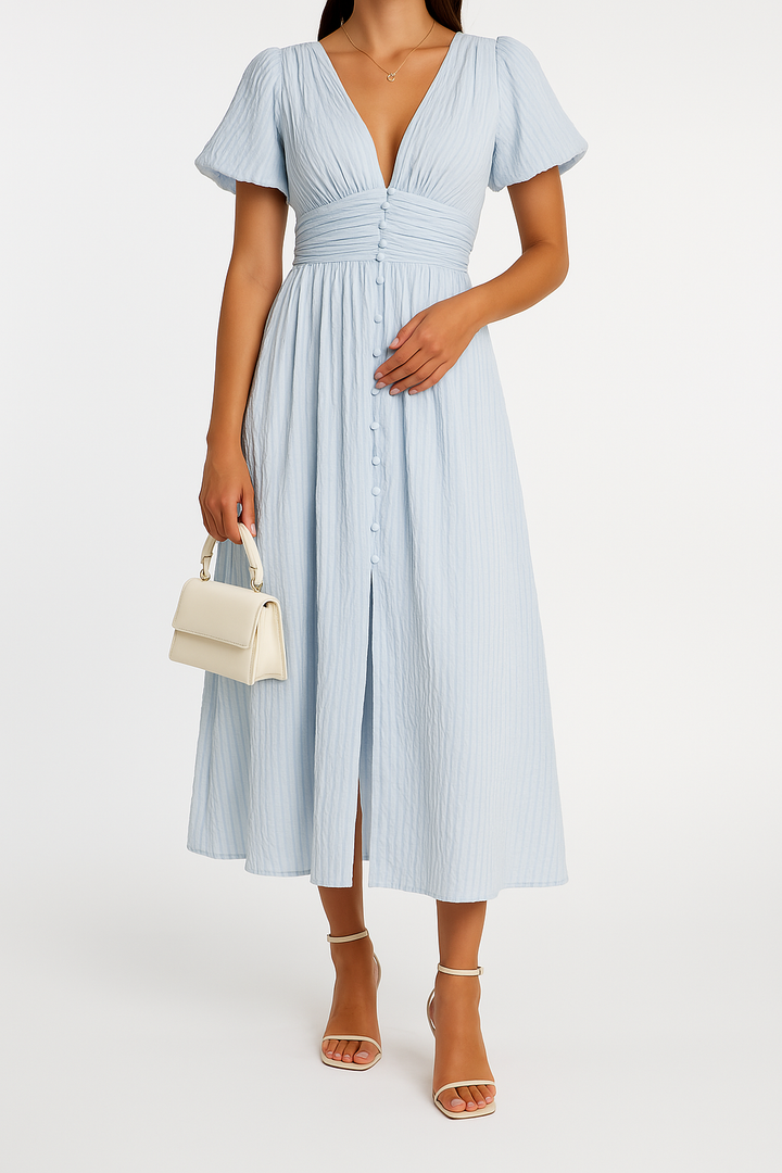 Damen Elegantes Maxikleid Mit Knopfleiste Und Fließendem Schnitt – Sommerkleid Chic