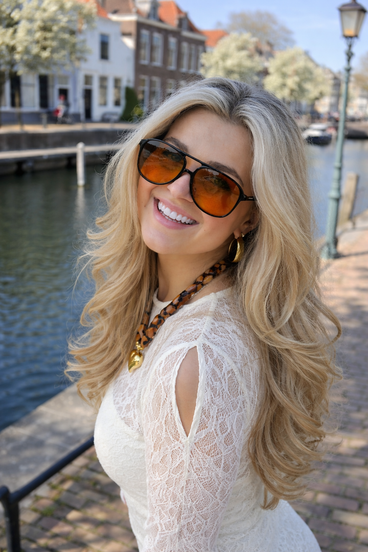Vintage 70er Stil Sonnenbrille Übergroßer Rahmen – UV Schutz Brille