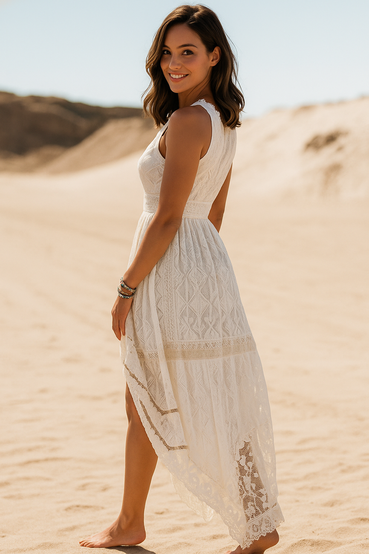 Damen V-Ausschnitt Boho Sommerkleid