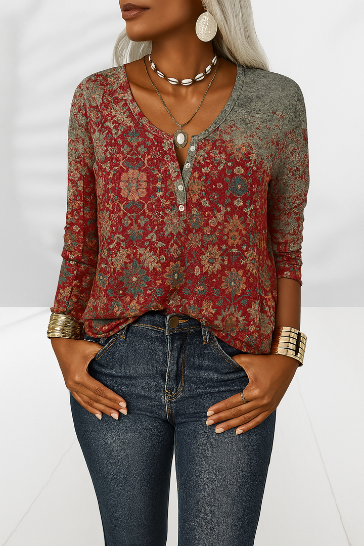 Damen Boho Langarmbluse