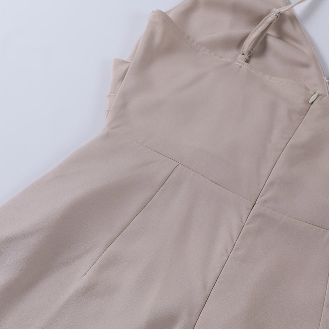 Ärmelloses Maxikleid für Damen mit tiefem V-Ausschnitt und vorderem Schlitz – Elegantes Abendkleid
