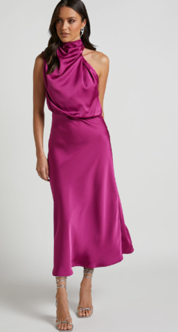 Damen Seiden Halterneck Kleid