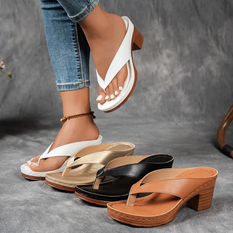 Damen Leder Pantoletten Mit Blockabsatz