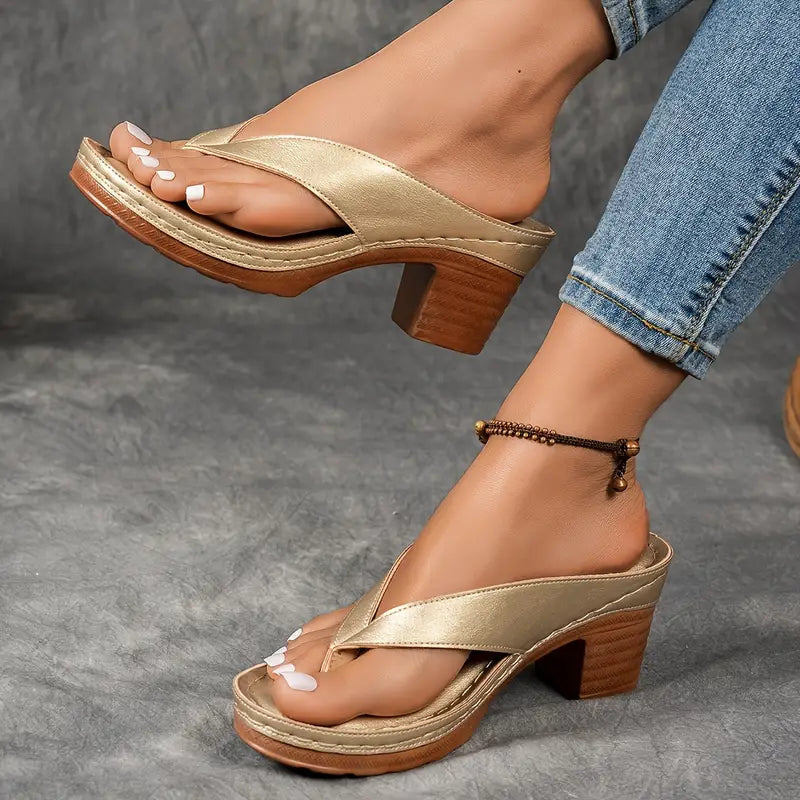 Damen Leder Pantoletten Mit Blockabsatz