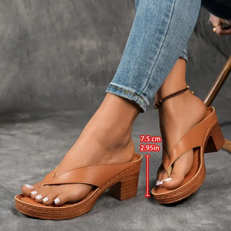 Damen Leder Pantoletten Mit Blockabsatz