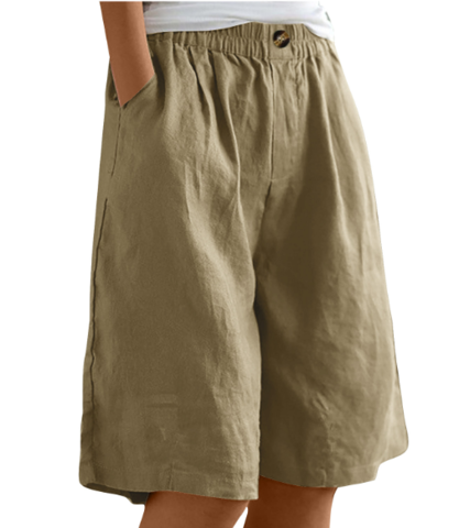 Damen Leinen Locker Geschnittene Shorts