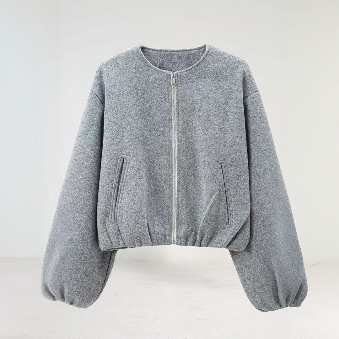 Damen Langarm Übergangsjacke mit Ballonärmeln – Modische gekürzte Passform für jeden Anlass 0
