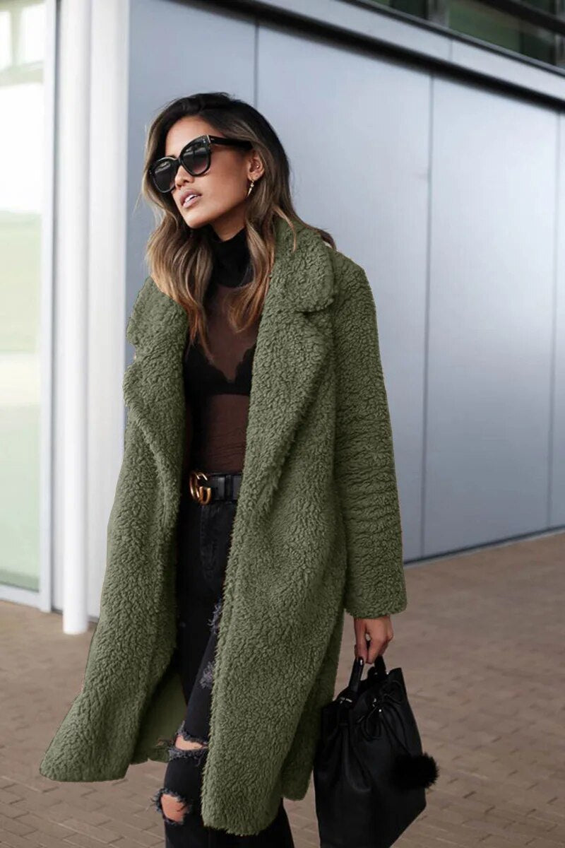 Damen Lange Fleecejacke für Stil und Wärme im Winter 1