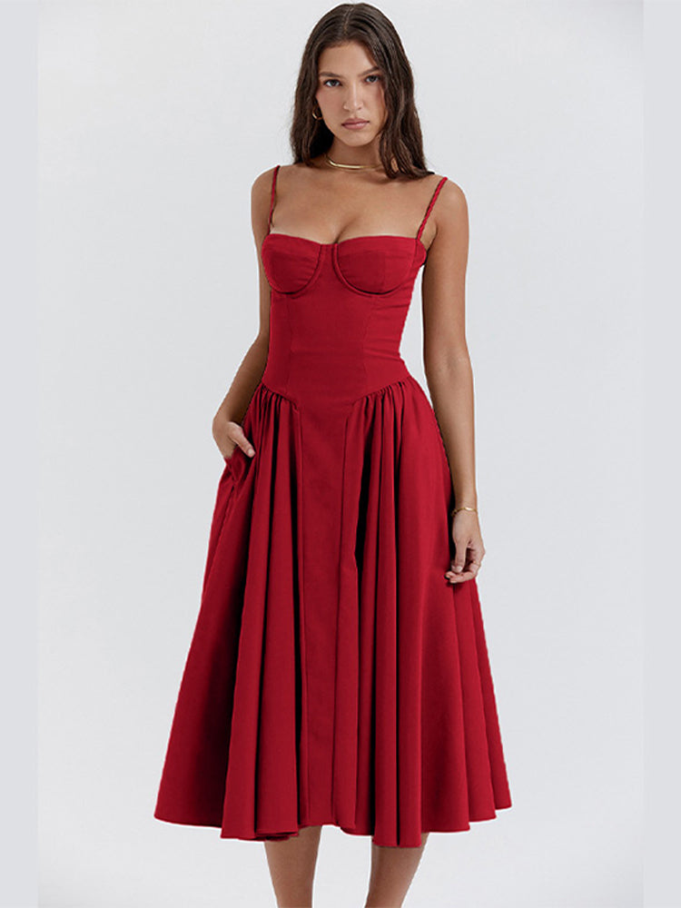 Damen Midikleid mit Herzausschnitt: Elegante Passform für Hochzeiten 0