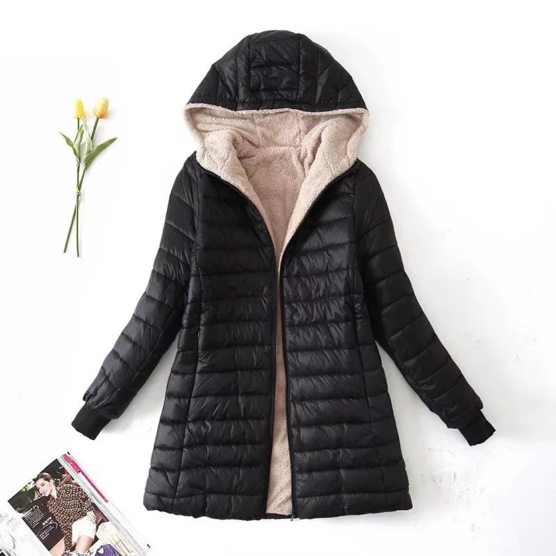 Damen Winter Fleece Jacke mit Kapuze – Stilvoll und Warm für Kalte Tage 1