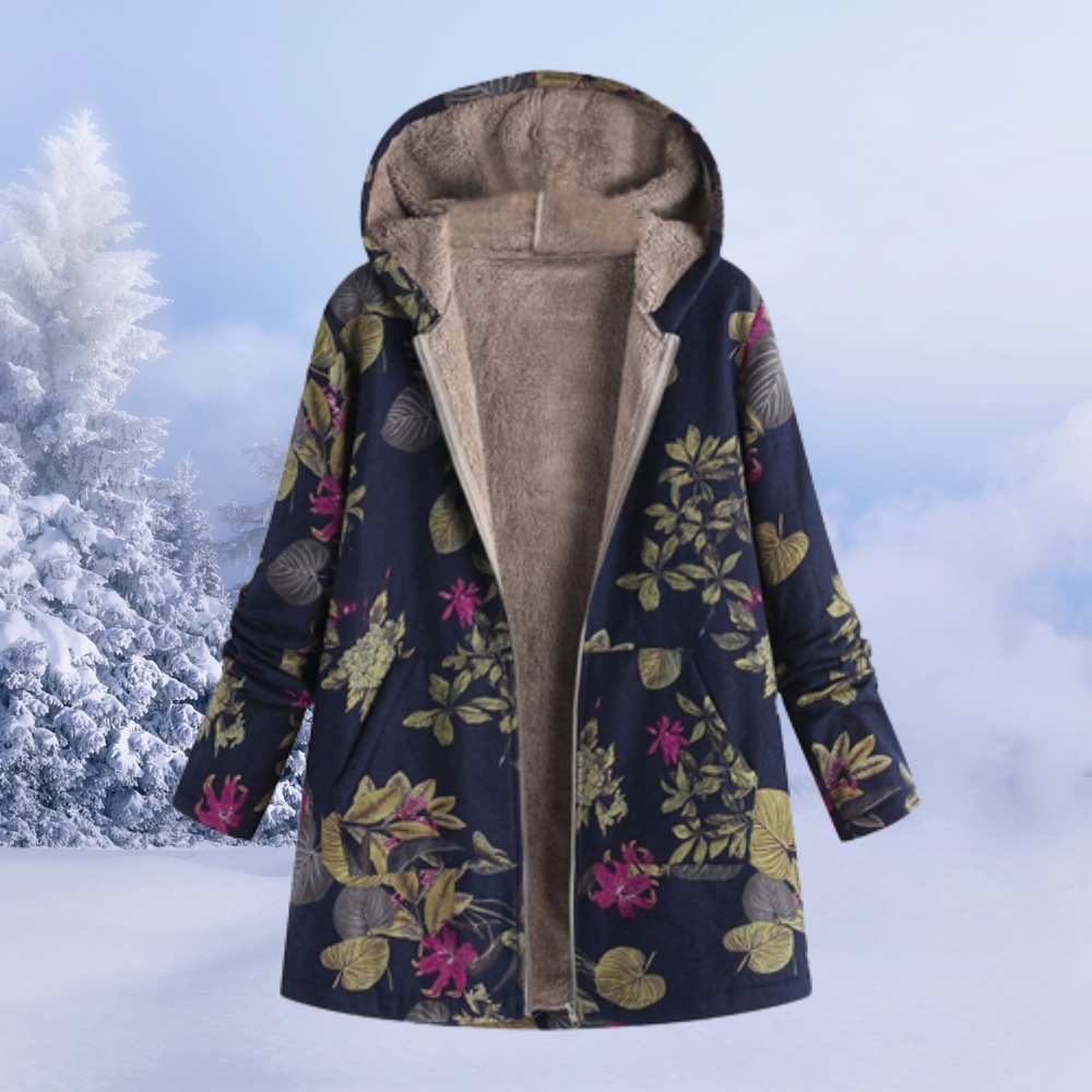 Damen Winterjacke mit Blumenmuster – Stilvoll und Warm für die kalte Jahreszeit 0