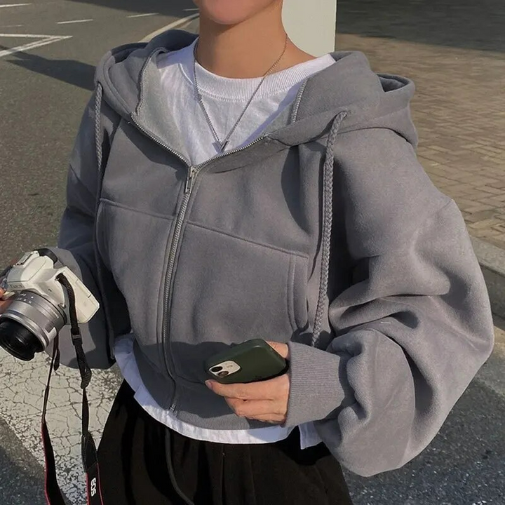 Damenjacke Mylah Übergroße Kapuzen-Kurzjacke – Stylisch und Warm für Wintertage 2