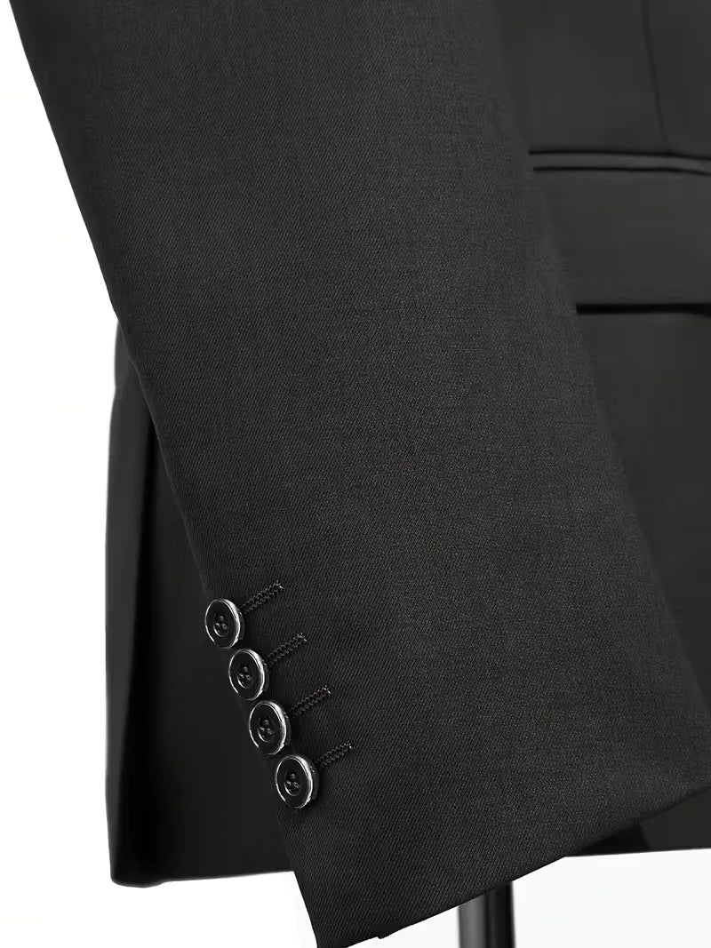 Slim-Fit-Dreiteiler für Herren – Eleganter, formeller Stil mit glänzender Oberfläche