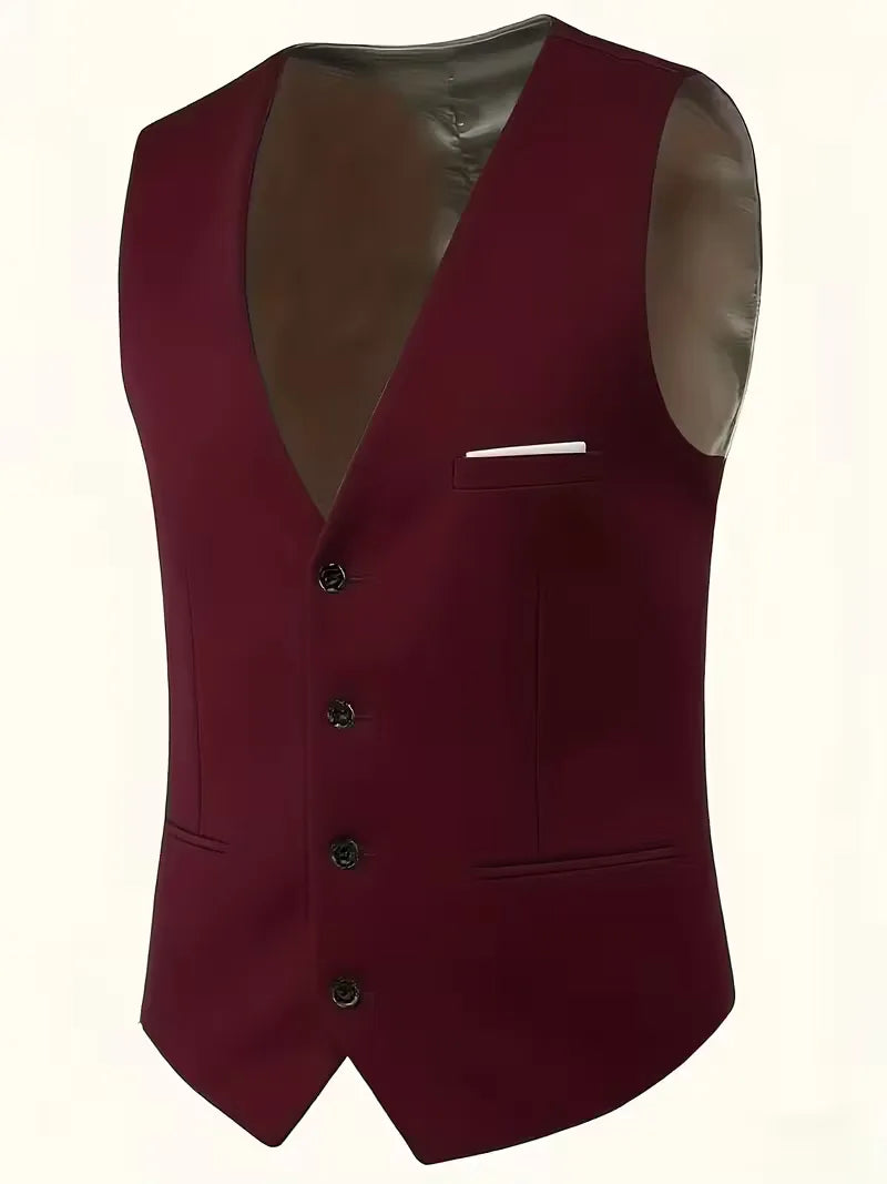 Slim-Fit-Dreiteiler für Herren – Eleganter, formeller Stil mit glänzender Oberfläche