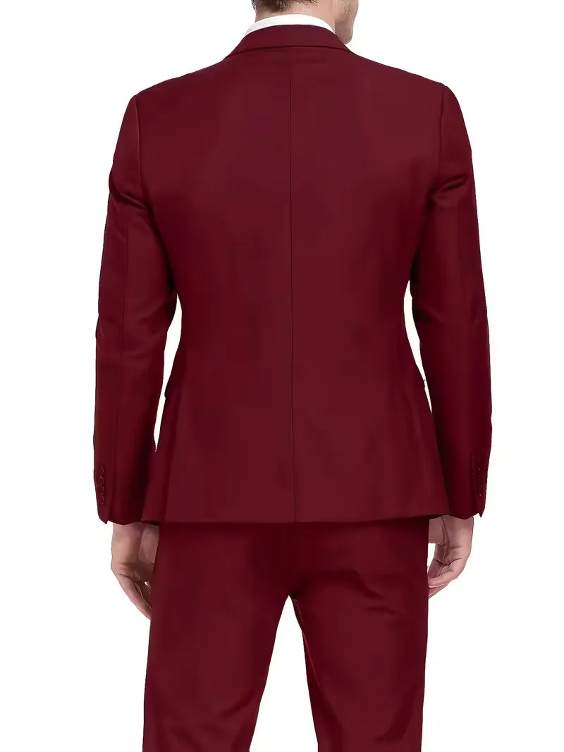 Slim-Fit-Dreiteiler für Herren – Eleganter, formeller Stil mit glänzender Oberfläche