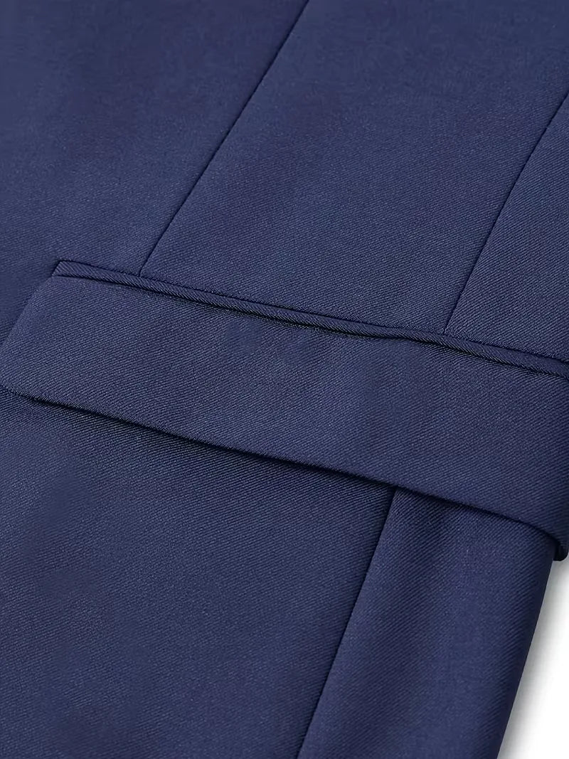 Slim-Fit-Dreiteiler für Herren – Eleganter, formeller Stil mit glänzender Oberfläche