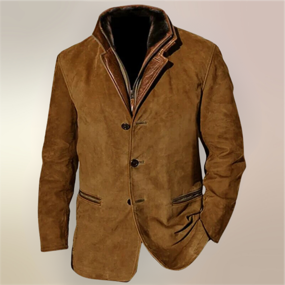 Herrenjacke Aus Veloursleder Mit Knöpfen