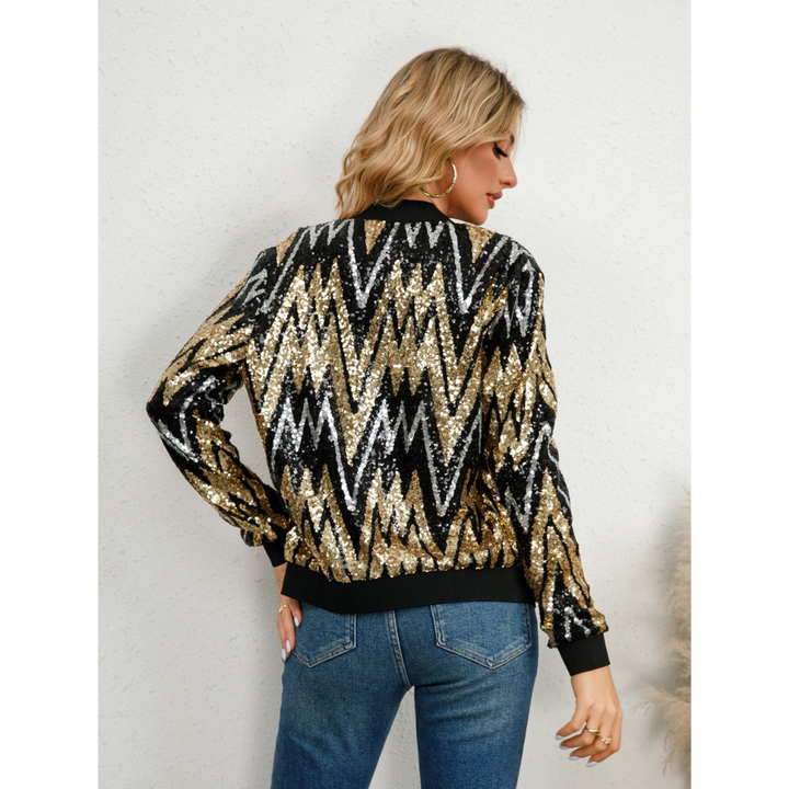 Elegante Pailletten-Reißverschlussjacke für Damen – Stilvoll und Vielseitig 3