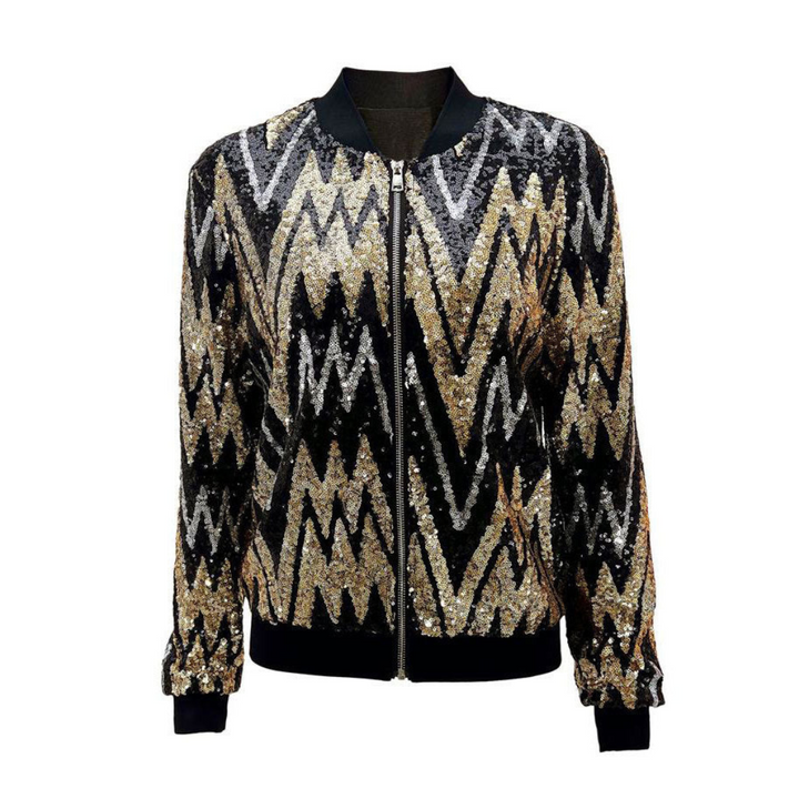 Elegante Pailletten-Reißverschlussjacke für Damen – Stilvoll und Vielseitig 4