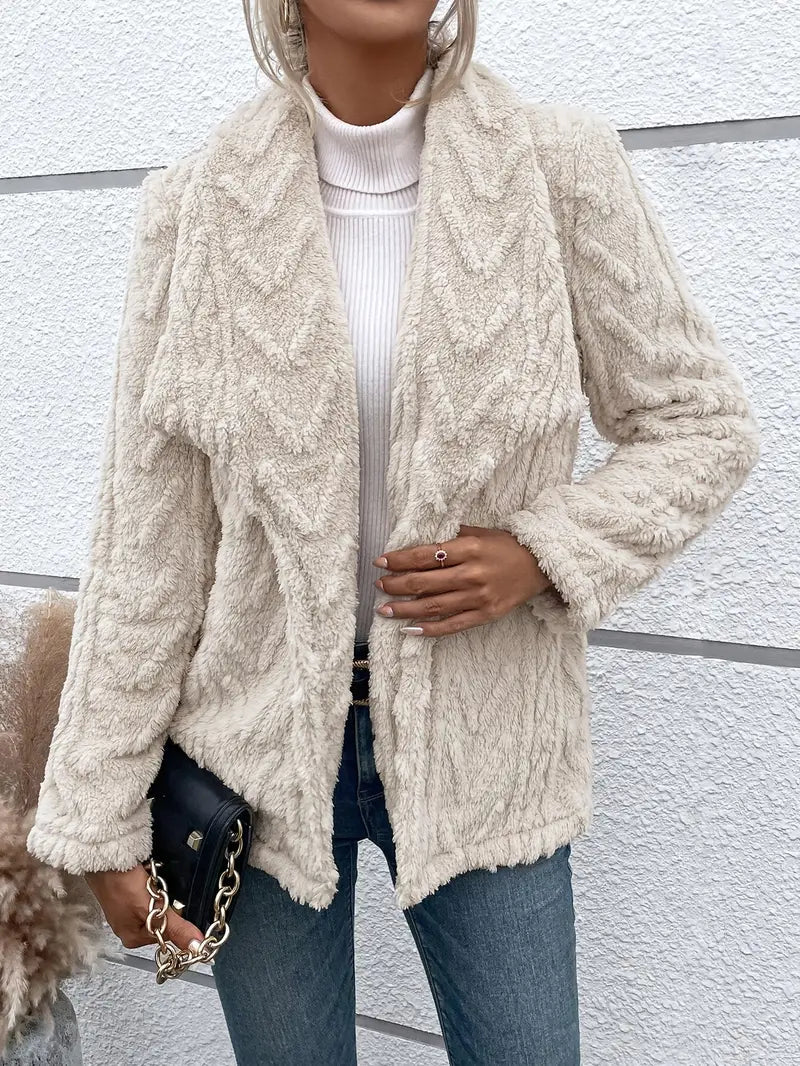 Elegante weiße Fleece Jacke für Damen – Stilvoller Komfort für kalte Tage 0