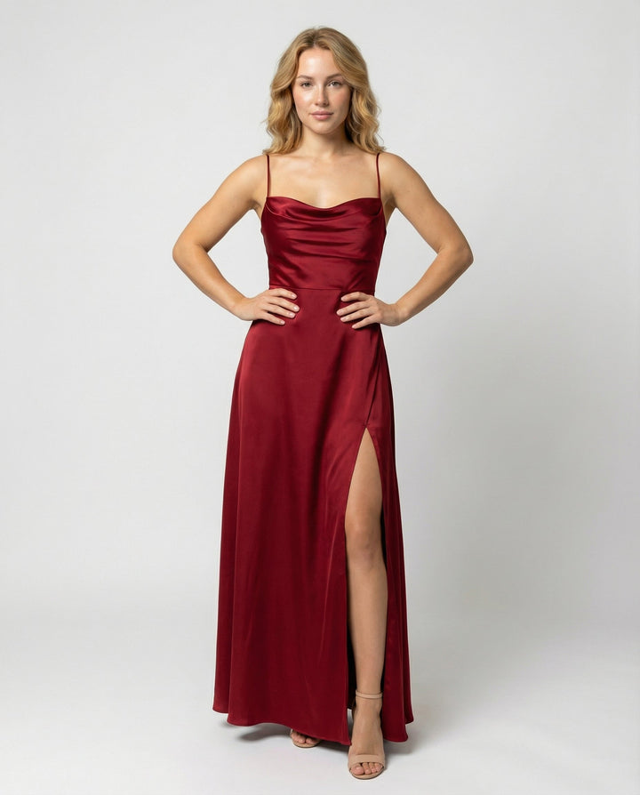 Elegantes Seiden Maxikleid Damen 0