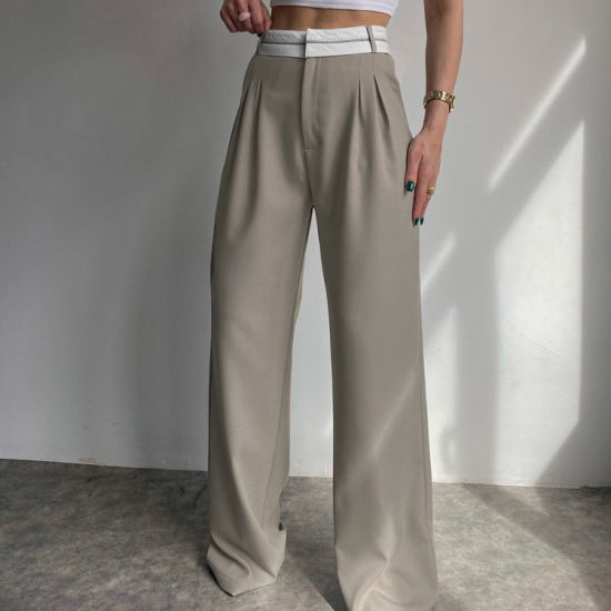 Damen High-Waist Gerade Weite Hose – Elegante Schwarze Stoffhose