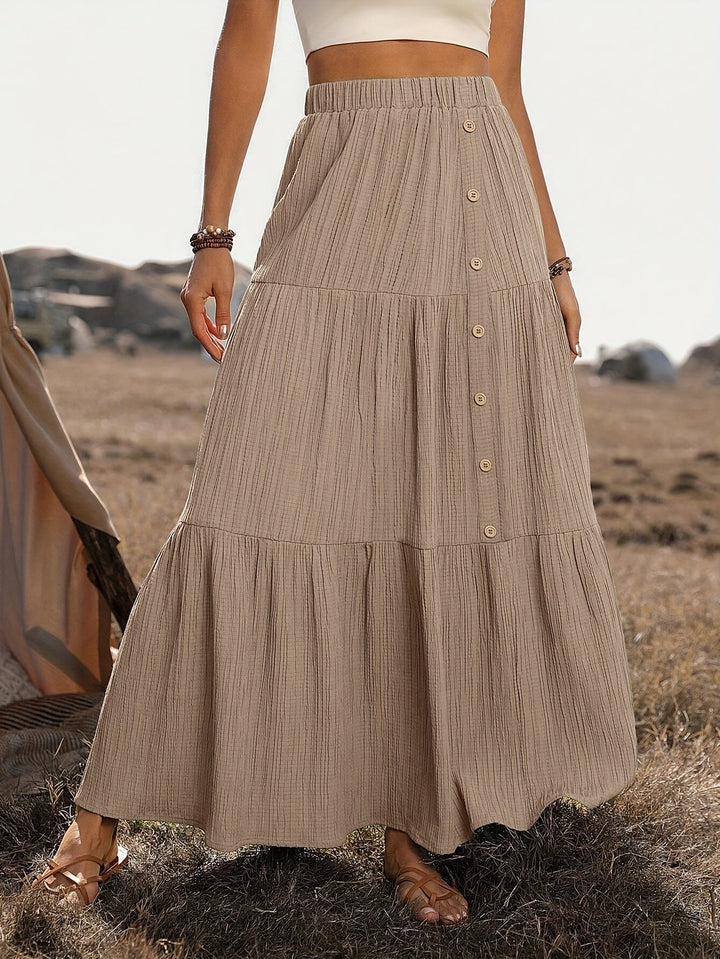 Damen Maxirock Baumwolle Boho Stil mit Volants – Sommer