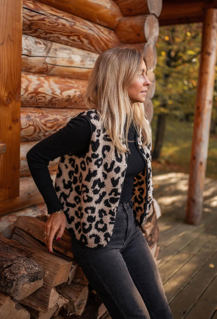 Strickjacke Mit Animal Print Und Reißverschluss