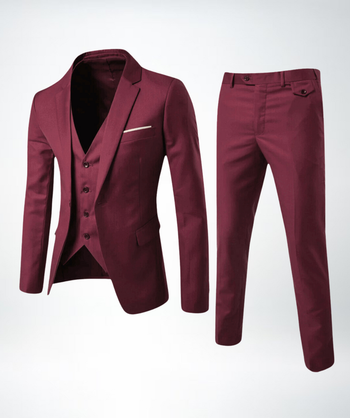 Dreiteiliger Herrenanzug – Elegante Weste, schmal geschnitten, formell, taillierter Stil