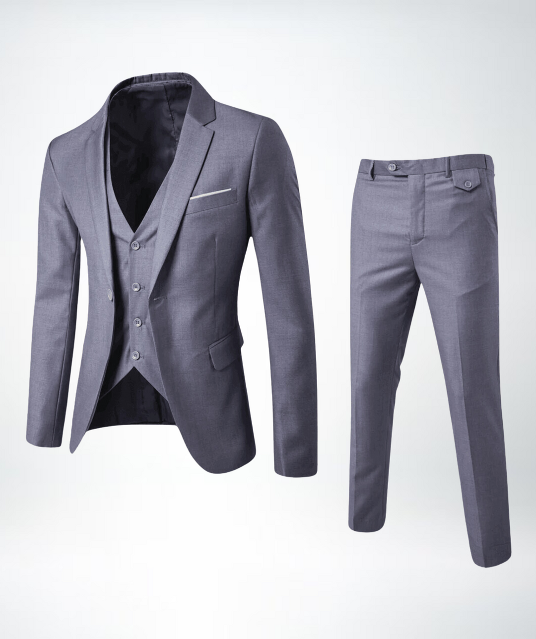 Dreiteiliger Herrenanzug – Elegante Weste, schmal geschnitten, formell, taillierter Stil