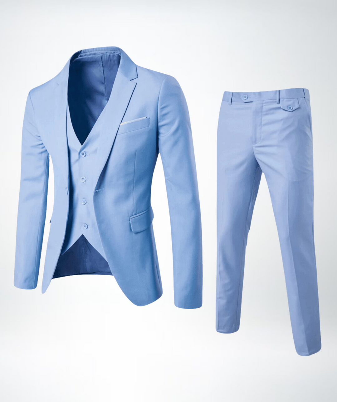 Dreiteiliger Herrenanzug – Elegante Weste, schmal geschnitten, formell, taillierter Stil
