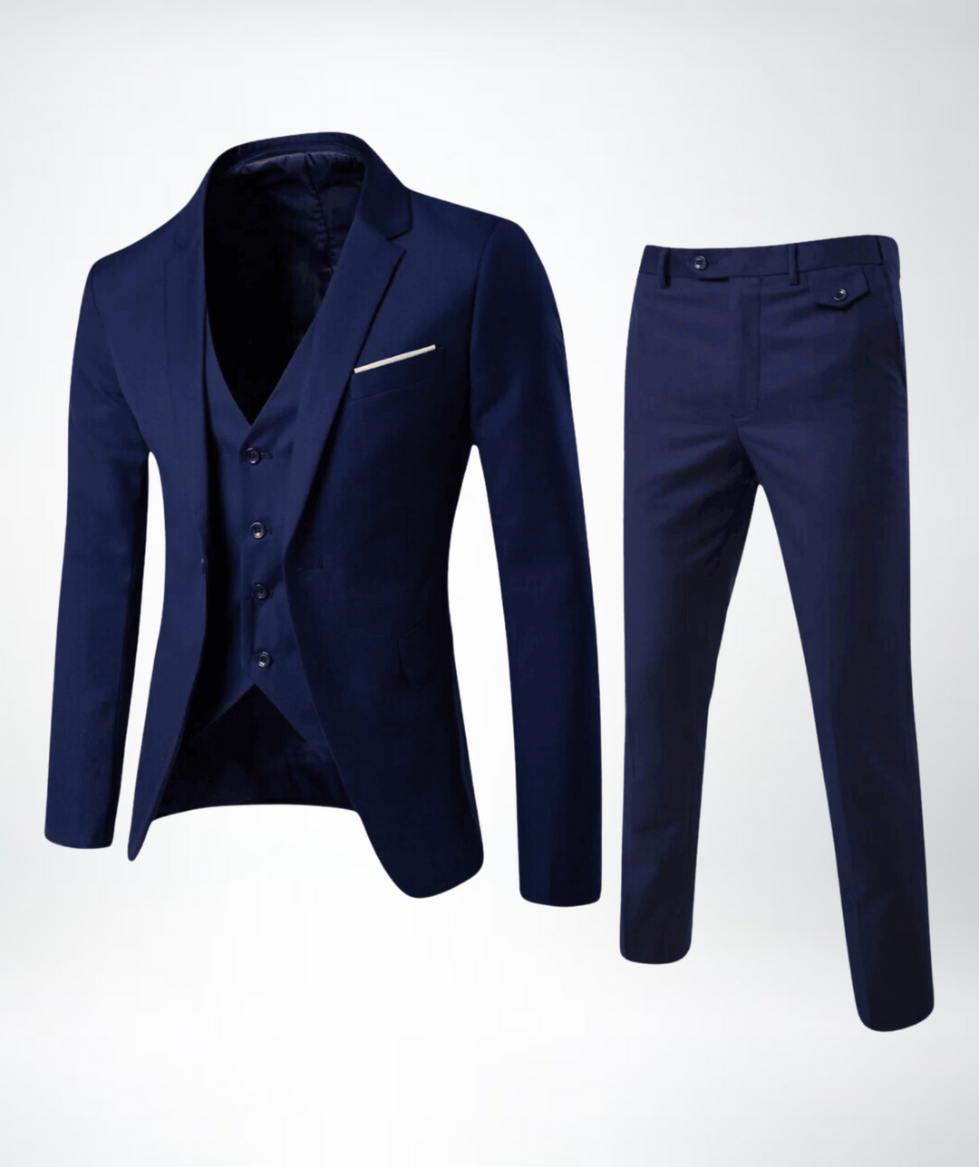 Dreiteiliger Herrenanzug – Elegante Weste, schmal geschnitten, formell, taillierter Stil