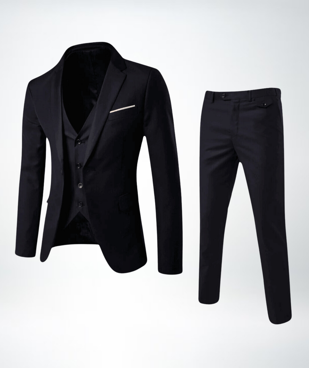Dreiteiliger Herrenanzug – Elegante Weste, schmal geschnitten, formell, taillierter Stil
