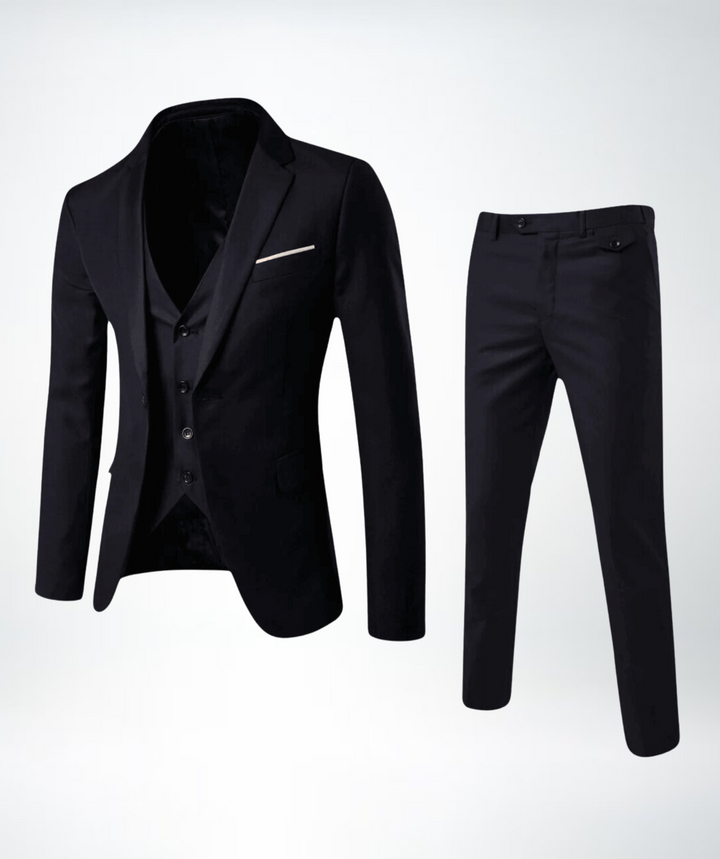 Dreiteiliger Herrenanzug – Elegante Weste, schmal geschnitten, formell, taillierter Stil