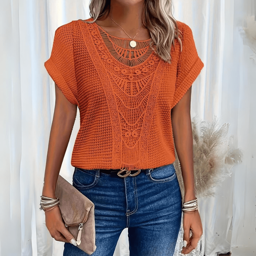 Damenbluse mit Spitze im Ibiza-Stil